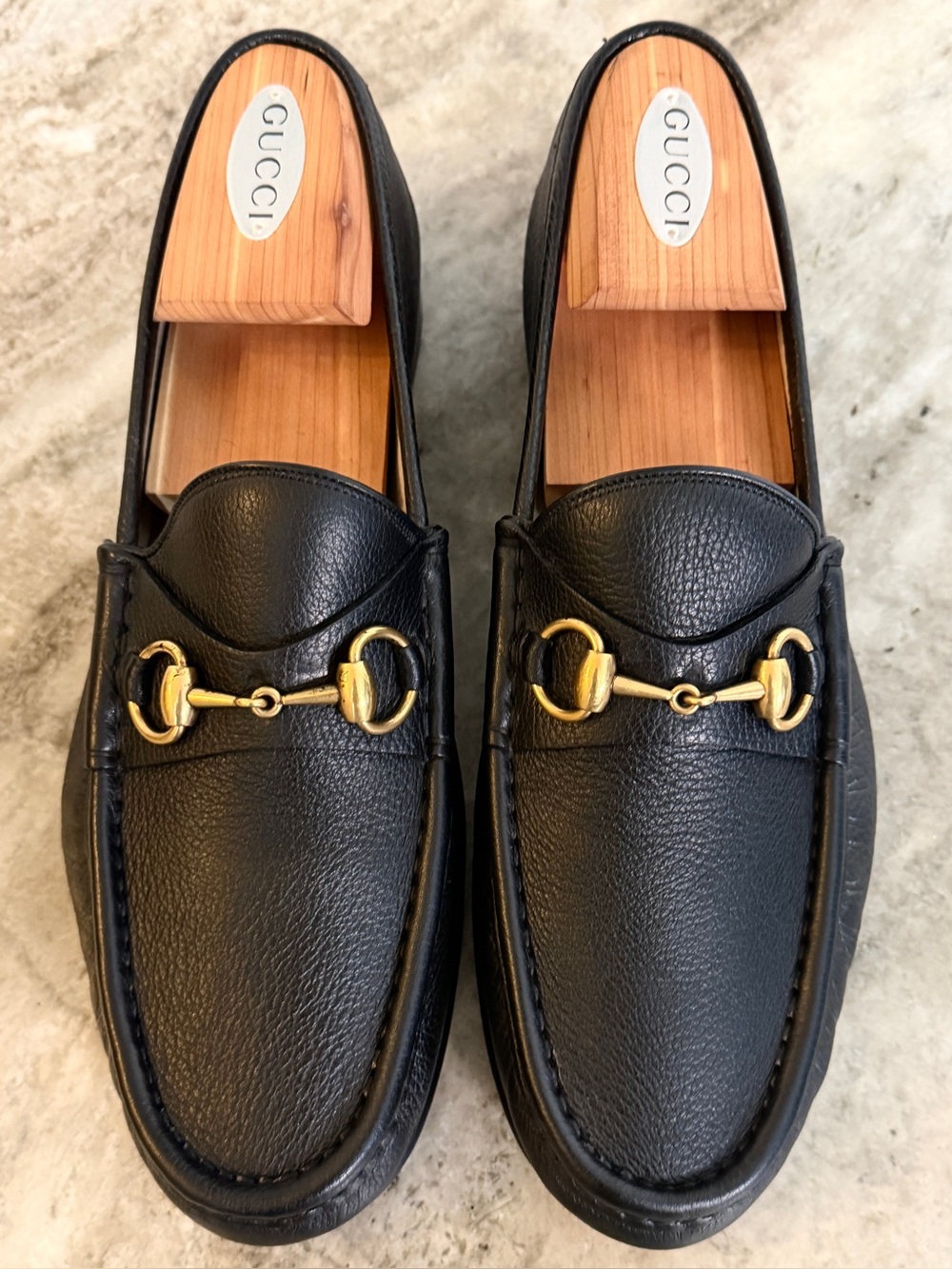 GUCCI 1953 Horsebit Leather Loafer Black Grained 8/ 8.5 US $1100 Jordaan Pebbled